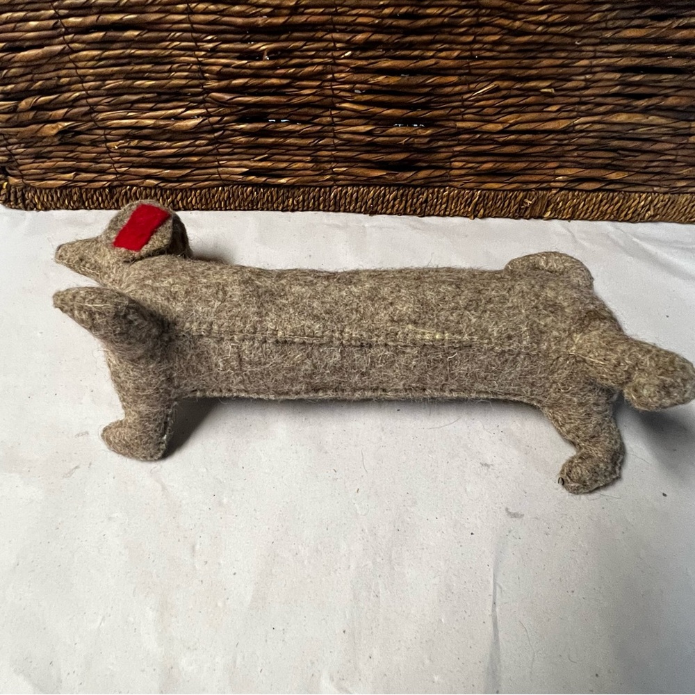 Vintage Handcrafted Dachshund Plush Stuffed Animal Gray Wool Fabric - Picture 9 of 12